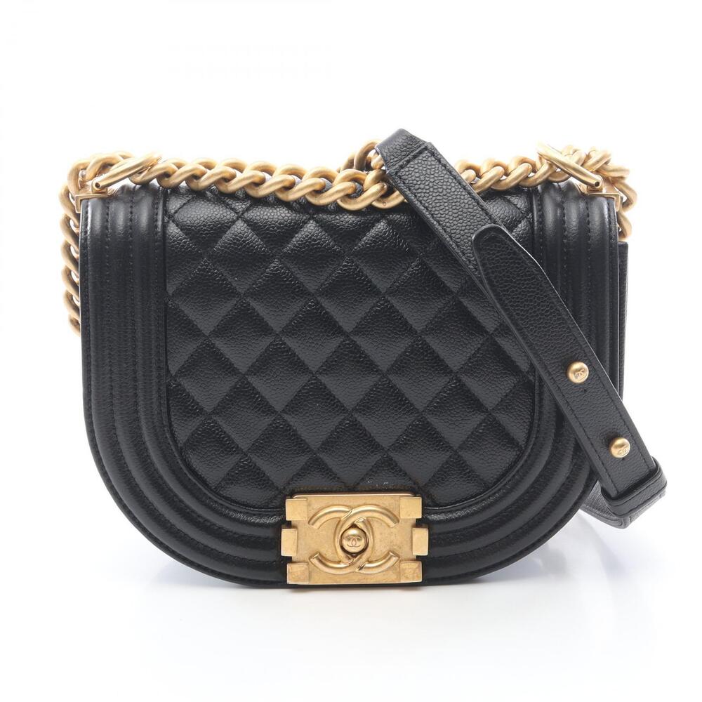 Chanel Boy Shoulder Bag Caviar Leather Grained Calfskin Black